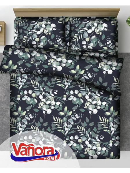 Vanora VN-KGBED92-JDE Σετ Παπλωματοθήκη Βαμβακερή Διπλή με 2 Μαξιλαροθήκες & 1 Σεντόνι 200x220 , Jade