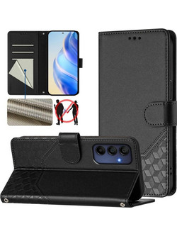 Για Samsung Galaxy A16 Honeycomb ανάγλυφο RFID δερμάτινη θήκη τηλεφώνου (Μαύρο) (OEM)
