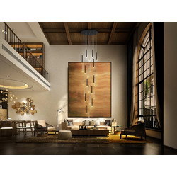 Varas 373968G Κρεμαστό LED Φωτιστικό 25L Χρυσό/Μαύρο 125W Dimmable έως 5m Μαύρο Χρυσό
