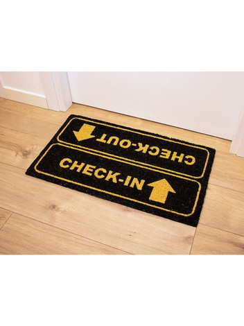 I-Total Πατάκι Εισόδου ''Check-In / Check-Out'' Μαύρο/Κίτρινο 70x40εκ. XL1946