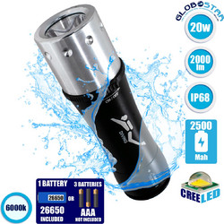 Globostar 79032 Extreme Επαναφορτιζόμενος Φακός Led Αδιάβροχος 2000lm