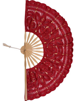 Χειροποίητη βεντάλια (27cm) κόκκινη