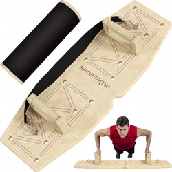 Σετ Μπάρες Push Up SPORTNOW, Λαβές για Κάμψεις με Πίνακα Προπόνησης & Λάστιχα Αντίστασης, Ξύλο