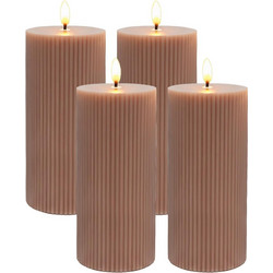 Σετ 4 Διακοσμητικά Φωτιστικά Κεριά LED Relaxdays Grouved LED Candles Χωρίς Φλόγα από Κερί 18cm - Pink (10051726_8165)