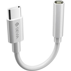 Αντάπτορας Devia EC608 USB C Αρσενικό σε 3.5mm Θηλυκό για Φόρτιση & Hands Free Smart Λευκό