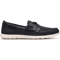 Clarks Flexway 2eye Ανδρικά Μοκασίνια Boat Shoes Δερμάτινα Navy Μπλε 26187416