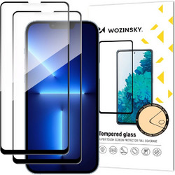 Wozinsky Set of 2x Super Durable Full Glue Tempered Glass Screen Protector with Frame Case Friendly iPhone 17e / 16e, iPhone 14, iPhone 13 Pro / iPhone 13 Black