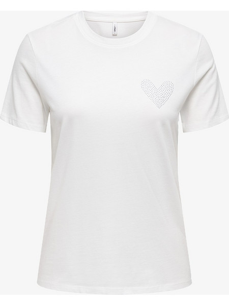 ONLY ONLARIANA LIFE S/S O-NECK BOX TOP JRS 15343771-Cloud DancerSingleheartchestrhnstnDani OffWhite