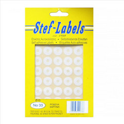 STEF-LABELS Αυτοκόλλητες Ετικέτες Ροδέλες R33 Φ15mm 40Φ - 56100-R33
