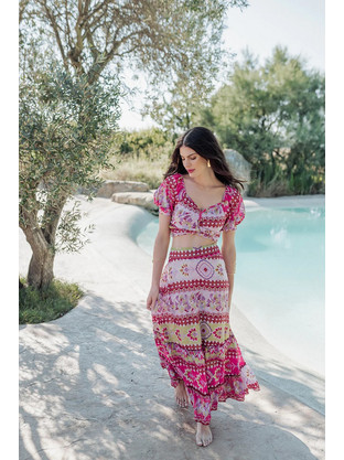 PITI CUITI Crop Top Με Πολύχρωμο Boho Print