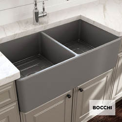Bocchi 1139-411 Grey Matt Επικαθήμενος Νεροχύτης Πορσελάνης Ματ 84x46cm