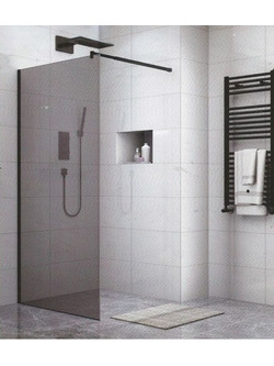 Καμπίνα Ντουζιέρας Walk-iN Μαύρη Ματ Με Γκρι Κρύσταλλο 80x195 GLORIA Panel 80-1602 80-1602