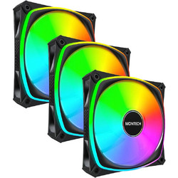 Montech RX120 Pro Reverse Blade Case Fan 120mm RGB με Σύνδεση 3-Pin 4-Pin PWM 3τμχ Black