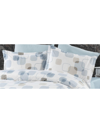 Μαξιλαροθήκη Εμπριμέ Μελίνα 707 50X70 White-Light Blue 100% Cotton Dimcol