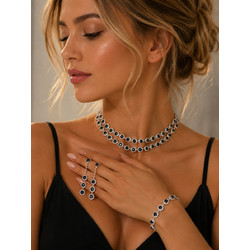 Luxury Bridal Jewelry Set Με Πράσινα Στρας Και Choker