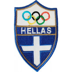 Κεντητό Σηματάκι - Εθνόσημο HELLAS ΟΛΥΜΠΙΑΚΟΙ ΚΥΚΛΟΙ 5.5 x 9cm