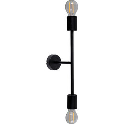 ArLight WLA 235 Απλίκα Τοίχου Σωλήνας Δίφωτη Μαύρη Ε27 15x43cm 0301172