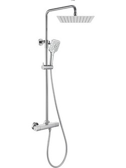 Orabella Elegance - Shower set εντοιχισμού με Μπαταρία λουτρού, εντοιχισμού 2 σημείων, κεφαλή 250x250 με βραχίονα και τηλέφωνο ντουζ με σπιράλ και επιτοίχειο στήριγμα