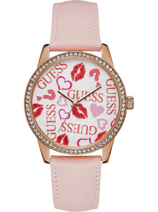 Guess Γυναικείο Ρολόι με Ροζ Δερμάτινο Λουράκι W1206L3