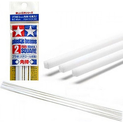 PLASTIC BEAMS SQUARE 2 mm (LENGTH : 40 CM ) - 10 PCS - TAMIYA 70129