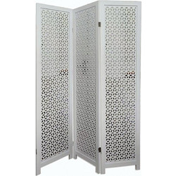 Διακοσμητικό παραβάν ξύλινο Λευκό 120x2x165cm YT111