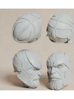 Άβαφη 3D Φιγούρα Cosplay Thanos Helmet and Face Shell για Βάψιμο DIY (Δώρο τα Χρώματα)
