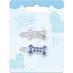 M-PETS GLAM Κλιπ Τριχώματος για Σκύλους +amp Γάτες Κόκαλο Μπλε/Λευκό 3x1cm