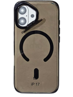 Strong Magnetic Anti-Drop Protection Built-in Stand For iPhone 17 σε Μαύρο Μαύρo Θήκη πλάτης MagSafe Back Cover Σιλικόνη
