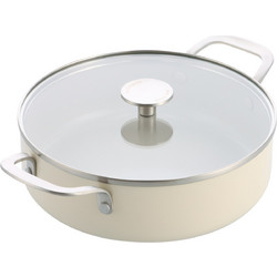KitchenAid - Coloured Aluminum Covered Skillet with 2 Side Handles - Almond Cream - 24 cm