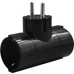 LAMTECH POWER SOCKET SPLITTER WITH 2 SCHUKO OUTLETS BLACK
