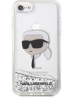 Karl Lagerfeld Ikonik Karl's Head Glitter Θήκη Προστασίας Clear Silver (iPhone 7 / 8 / SE 2020 / SE 2022)