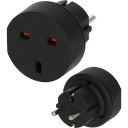 BRENNENSTUHL Travel Adapter for German Schuko Sockets with UK Type G Input 13A Black (1508530) (BNN1508530)