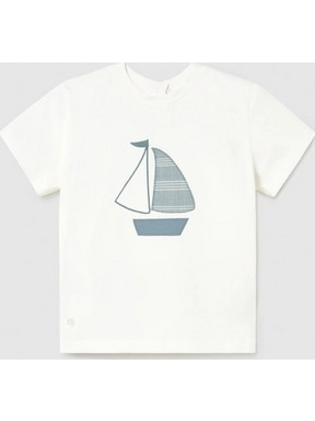 Mayoral Κρεμ T-Shirt για Αγόρι 26-01002-077