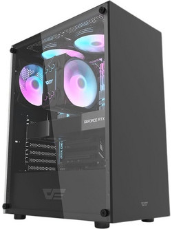 Darkflash DK100 Black Gaming Midi Tower Κουτί Υπολογιστή RGB με Πλαϊνό Παράθυρο