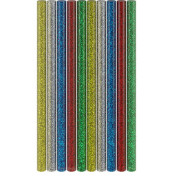 Ράβδοι θερμοκόλλησης σιλικόνης 11mm με glitter 10 τεμαχίων σε 5 χρώματα - 055-1293