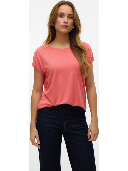 Μπλούζα Γυναικεία VMLAVA GLITTER SS TOP STRIPE GA JRS NOOS της Vero Moda Κοραλί