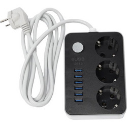 Πολύμπριζο 3 θέσεων και 6 θύρες USB 4.1Α CX-U613