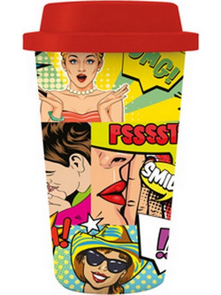 Κούπα Bamboo Innostat με καπάκι από σιλικόνη 450ml Pop Art Assorted