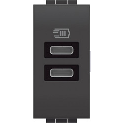 Πρίζα Φόρτισης USB C+C 1 Στοιχείου Γραφίτης Living Light