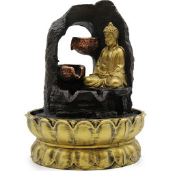 Tabletop Water Feature - 30cm - Golden Meditating Buddha
