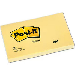 Αυτοκόλλητα Χαρτάκια 3M 100 Φύλλα 76 x 127 mm Κίτρινο 655-6