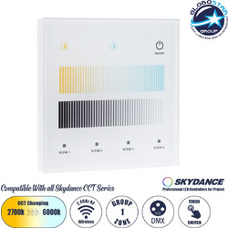 GLOBOSTAR(R) 73151 SKYDANCE T12-S TONE CCT DMX512 Master Ασύρματο Χειριστήριο Τοίχου Αφής 1 Ζώνης 2CH AC 100-240V 0.1A Max IP20 - DMX512 + RF 2.4GHz + Εμβέλεια 30m - M8.6xΠ8.6xΥ3.3cm