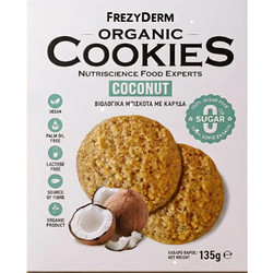 Frezyderm Organic Cookies Coconut 0% Sugar Βιολογικά Μπισκότα με Καρύδα 0% Ζάχαρη 135g