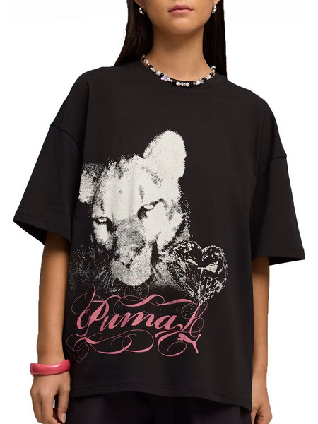 PUMA Street Glam Oversized Bedazzled Graphic Tee - Puma Black