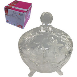 Γυάλινη φοντανιέρα με καπάκι Φ18cm