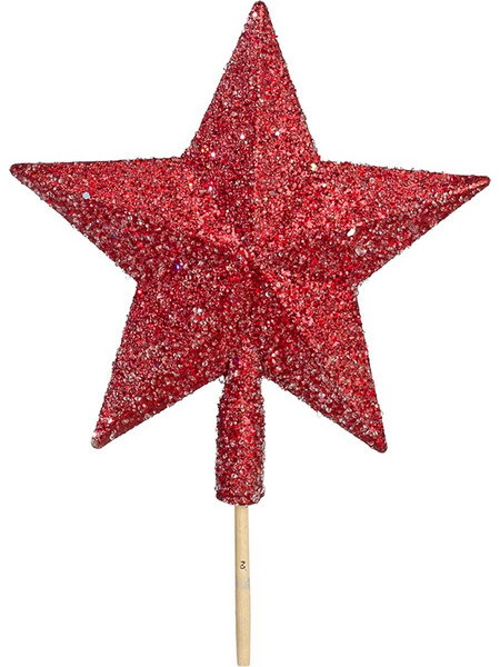 Κορυφή Πλαστική με Glitter Κόκκινη 15εκ