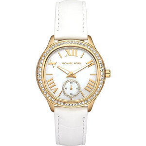 Michael Kors Sage Γυναικείο Ρολόι με Λευκό Δερμάτινο Λουράκι MK4818