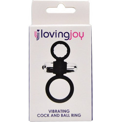Loving Joy JoyRings Silicone Vibrating Cock & Ball Ring Ελαστικό Δαχτυλίδι Πέους & Όρχεων Σιλικόνης με Δόνηση Μαύρο
