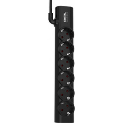 CRYSTAL AUDIO PSEL6S_Black Elegance Μαύρο Πολύπριζο Schuko 6 Θέσεων