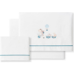 Interbaby Jirafa Bicicleta Σετ Βρεφικά Σεντόνια Κούνιας Βαμβακερά 115x175 White/Petrol